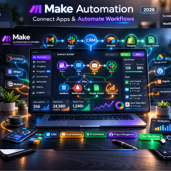 Make automation workflow dashboard connecting multiple SaaS applications
